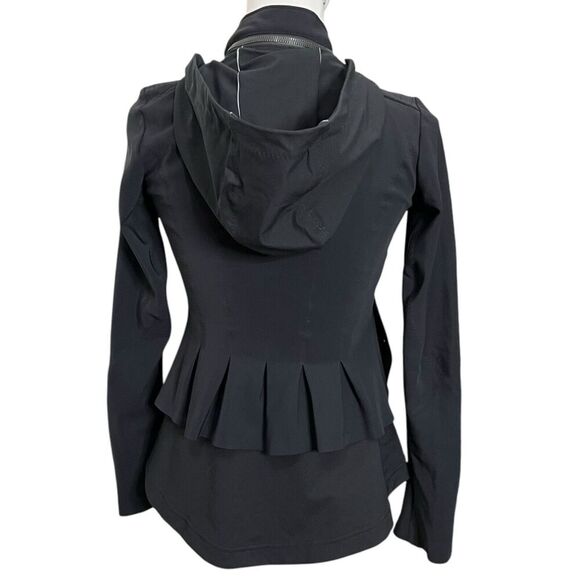 Lululemon Bust A Move Jacket Women’s Size 4 Black Hooded Peplum Reflective Zip - Picture 7 of 12